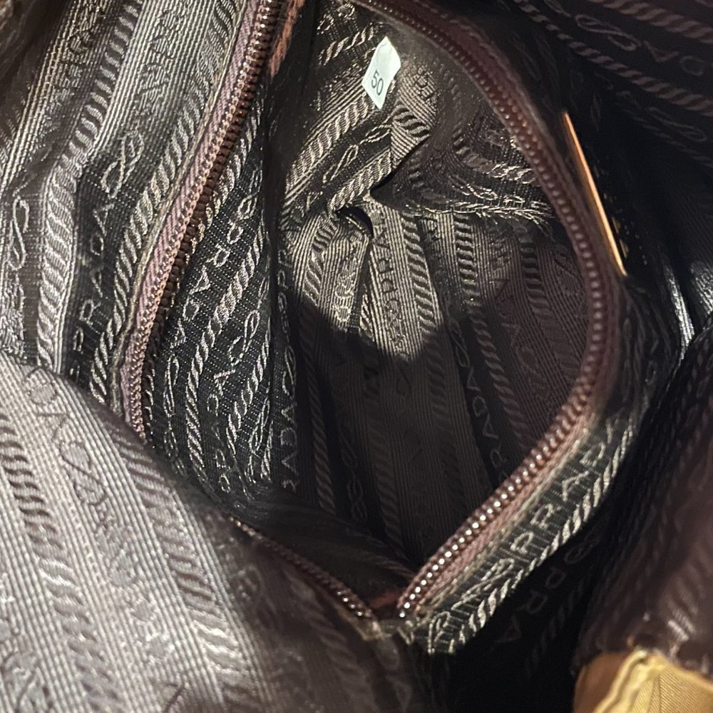 Prada Vintage Cloth Handbag; Brown - Picture 7 of 13